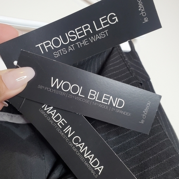 Le Chateau Women's Black Pinstripe Trouser, Wool Blend Pants, Size 0 - NWT - Picture 8 of 17